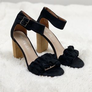 Mi.iM Emmeline Black Ruffle Trim Two Band Heel